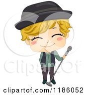 Poster, Art Print Of Pop Star Boy With A Microphone Stand