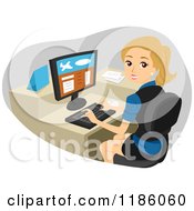 Poster, Art Print Of Happy Blond Woman Working At An Airport Check In Counter