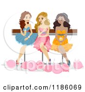 Trio Of Prom Girls Sitting With Drinks