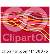 Cartoon Of Colorful Strings Over Red Royalty Free Vector Clipart