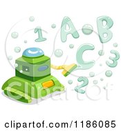 Poster, Art Print Of Green Bubble Making Robot With Letter And Number Bubbles