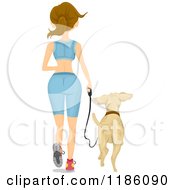 Poster, Art Print Of Rear View Of A Fit Woman Jogging With A Dog