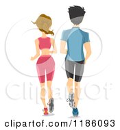 Cartoon Of A Rear View Of A Fit Couple Running Royalty Free Vector Clipart
