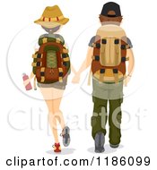 Poster, Art Print Of Rear View Of A Hiking Couple Holding Hands
