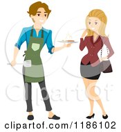 Cartoon Of A Man Serving His Lady A Meal Royalty Free Vector Clipart