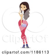 Cartoon Of An Embarassed Woman Covering A Stain On Her Butt Royalty Free Vector Clipart