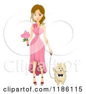 Poster, Art Print Of Wedding Bridesmaid Walking With A Dog