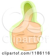 Cartoon Of A Hand Holding Up A Green Thumb Royalty Free Vector Clipart