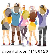Poster, Art Print Of Rear View Of People Holding Up Cameras