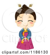 Cute Smiling Korean Girl Wearing A Traditional Costume
