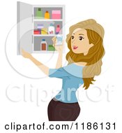 Poster, Art Print Of Woman Holding A Bottle By A Medicine Cabinet