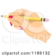 Cartoon Of A Womans Hand Holding A Pencil Royalty Free Vector Clipart