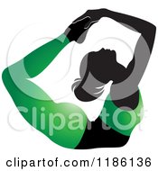 Poster, Art Print Of Silhouetted Woman In A Green Outfit Doing The Dhanurasana Yoga Pose