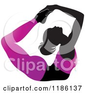 Poster, Art Print Of Silhouetted Woman In A Purple Outfit Doing The Dhanurasana Yoga Pose