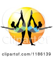 Poster, Art Print Of Two Women In The Yoga Natarajasana Pose Over The Sun