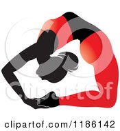 Clipart Of A Silhouetted Woman In A Red Outfit Doing A Yoga Pose Royalty Free Vector Illustration by Lal Perera