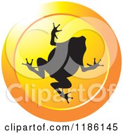 Clipart Of A Silhouetted Toad On A Round Yellow Icon Royalty Free Vector Illustration