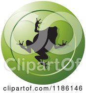 Clipart Of A Silhouetted Toad On A Round Green Icon Royalty Free Vector Illustration