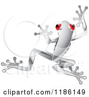 Clipart Of A Jumping Red Eyed Silver Tree Frog Royalty Free Vector Illustration by Lal Perera