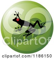 Clipart Of A Poison Dart Frog On A Leaf On A Green Icon Royalty Free Vector Illustration