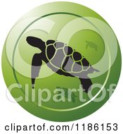 Poster, Art Print Of Round Green Icon With Sea Turtles