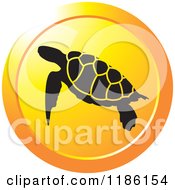 Poster, Art Print Of Round Orange Icon With Sea Turtles