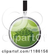 Clipart Of A Magnifying Glass Over A Green Sea Turtle Royalty Free Vector Illustration by Lal Perera