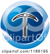 Clipart Of A Blue Mining Pickaxe Tool Icon Royalty Free Vector Illustration
