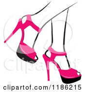 Poster, Art Print Of Pair Of Black And White Womens Legs In Pink High Heels