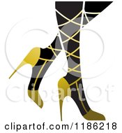 Clipart Of A Pair Of Black Womens Legs In Gold High Heels Royalty Free Vector Illustration by Lal Perera