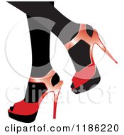 Poster, Art Print Of Pair Of Black Womens Legs In Red High Heels