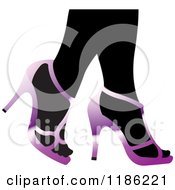 Poster, Art Print Of Pair Of Black Womens Legs In Purple High Heels