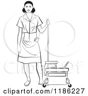 Poster, Art Print Of Blackl And White Janitorial Woman Standing By A Mop Bucket