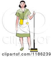 Poster, Art Print Of Janitorial Woman With A Broom
