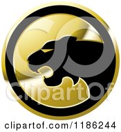 Clipart Of A Gold Cheetah Icon Royalty Free Vector Illustration