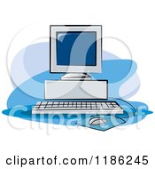 Clipart Of A Desktop Computer Set Up Royalty Free Vector Illustration by Lal Perera