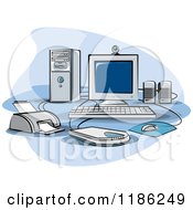 Poster, Art Print Of Desktop Computer Work Station Set Up