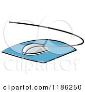 Clipart Of A Desktop Computer Mouse And Pad Royalty Free Vector Illustration by Lal Perera