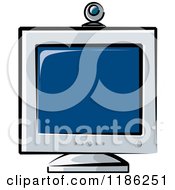 Clipart Of A Desktop Computer Monitor And Web Cam Royalty Free Vector Illustration