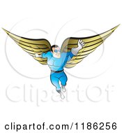 Poster, Art Print Of Super Hero Man With Gold Wings