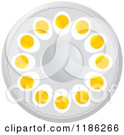 Clipart Of Halved Boiled Eggs On A Tray Royalty Free Vector Illustration