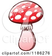 Cartoon Of A Red Poisonous Fly Agaric Mushroom Royalty Free Vector Clipart