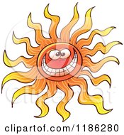Cartoon Of A Grinning Hot Sun Royalty Free Vector Clipart