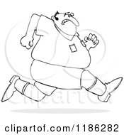 Poster, Art Print Of Outlined Chubby Man Sprinting Away From Something