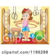 Poster, Art Print Of Happy Girl Playing With A Hula Hoop In A Gym