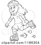 Poster, Art Print Of Outlined Happy Girl Roller Blading