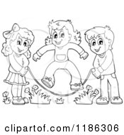 Outlined Happy Children Playing Jump Rope