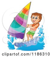 Poster, Art Print Of Happy Boy Wind Surfing