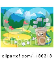 Poster, Art Print Of Happy Golf Bag Mascot On A Course