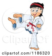 Kicking Red Belt Karate Boy